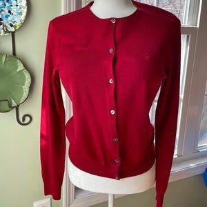 Ralph Lauren Sport 100% Merino Wool Deep Red Cardigan Sweater, Size L